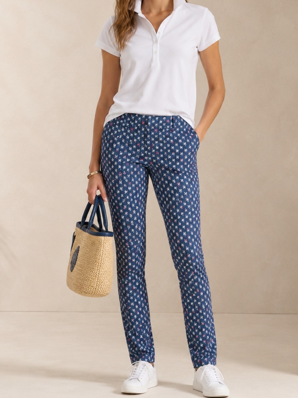 RLX Ralph Lauren Eagle Stretch Flower Geo Golf Pants Blue Floral Sporty Size 8